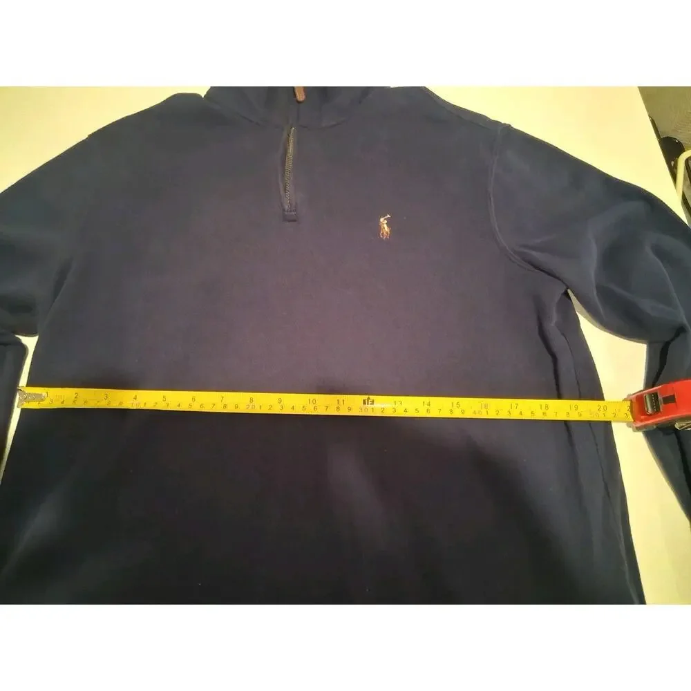 Polo Ralph Lauren Estate Rib Quarter Zip Pullover Sweater Men’s Size M Navy Blue